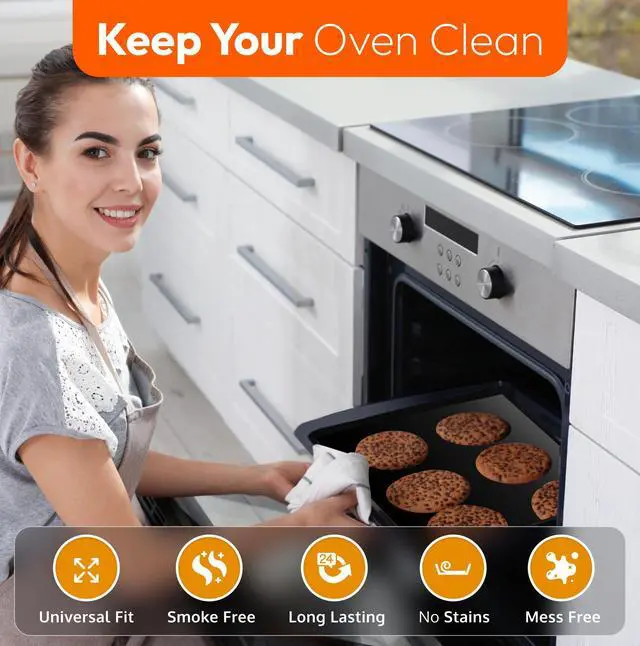 Alt view image 6 of 7 - Oven Liners for Bottom of Oven - Thick Heavy Duty 17 x 25 2 Pack Non-Stick Reusable Mats - BPA & PFOA Free Protector for Electric, Gas, Microwave & BBQ Grill Liner - Easy Clean & Heat Resistant