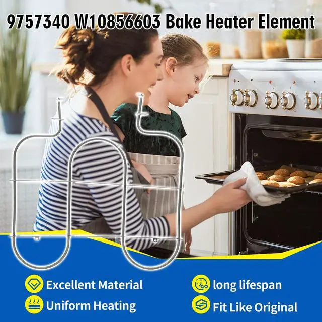 Alt view image 5 of 7 - W10856603 9757340 Electric Oven Broil Element Compatible with Whirlpool 4KWFC120MAW0GR395LXGB0 RF111PXSQ1, W10308476 Oven Heating Element 240V 3400W Replace CH7340 814431 3195063 AP5999255