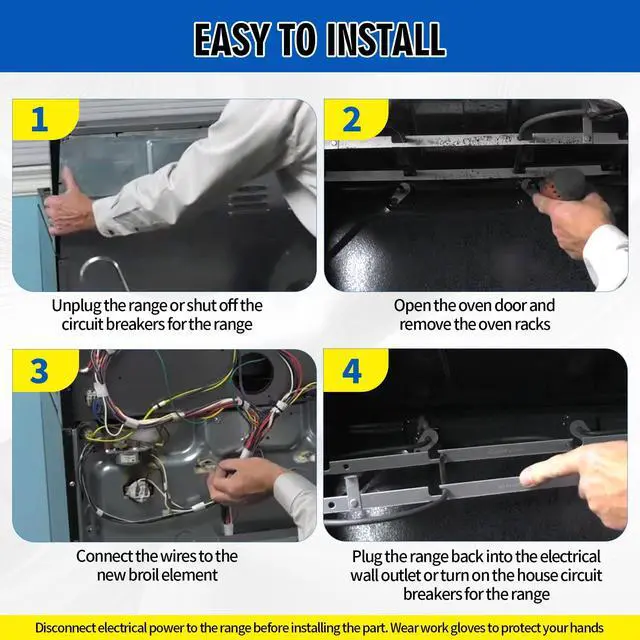 Alt view image 6 of 7 - W10856603 9757340 Electric Oven Broil Element Compatible with Whirlpool 4KWFC120MAW0GR395LXGB0 RF111PXSQ1, W10308476 Oven Heating Element 240V 3400W Replace CH7340 814431 3195063 AP5999255
