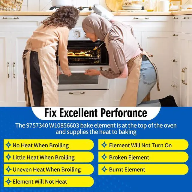 Alt view image 7 of 7 - W10856603 9757340 Electric Oven Broil Element Compatible with Whirlpool 4KWFC120MAW0GR395LXGB0 RF111PXSQ1, W10308476 Oven Heating Element 240V 3400W Replace CH7340 814431 3195063 AP5999255