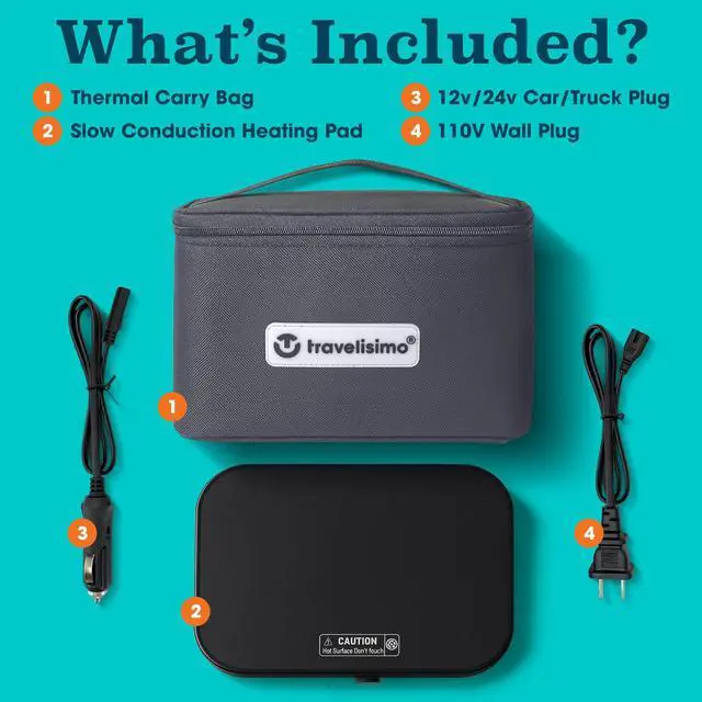 Alt view image 6 of 7 - Portable Microwave, Portable Food Warmer For Work & Home Use, Heated Lunch Box 12V/24V/110V, Portable Oven 3-in-1 Food Heater, Electric Lunch Box, Calentador de Comida Portatil