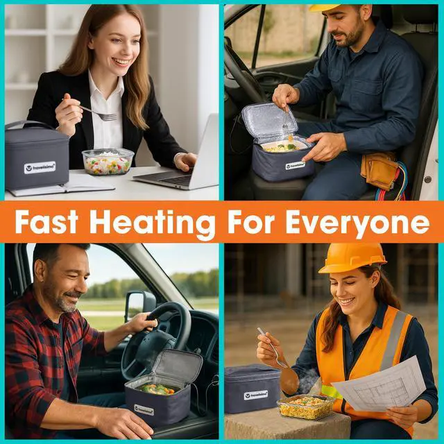 Alt view image 7 of 7 - Portable Microwave, Portable Food Warmer For Work & Home Use, Heated Lunch Box 12V/24V/110V, Portable Oven 3-in-1 Food Heater, Electric Lunch Box, Calentador de Comida Portatil