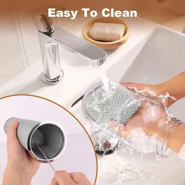 Alt view image 6 of 7 - Cold Brew Coffee Maker,64 oz Mason Jar Pitcher with Stainless Steel Filter, Pour Spout Handle Lid, Heavy Duty Glass Airtight & Leak-Proof for Iced Coffee,Tea & Lemonade