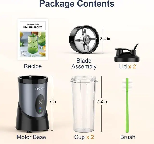 Alt view image 7 of 7 - Smoothie Blender, 900W Personal Blender for Shakes and Smoothies for Kitchen with 2 Portable Cups 22oz, Single Serve Smoothies Maker Mixer for Juices, Nutritious Recipe, Grey Blue