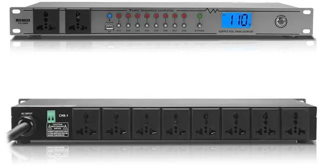 Main image of Rack Mount Power Conditioner 20A Sequencer for Audio Equipment, 10 Outlets 2000W Power Supply with 8 Independent Controls, Surge Protector, Voltage Display, External Switch