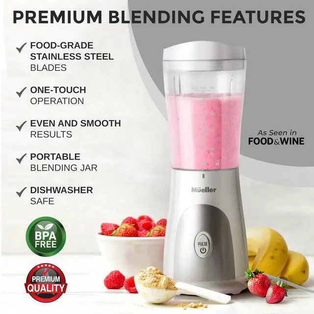 Alt view image 2 of 6 - Smoothie Blender for Smoothies - Personal Blender for Shakes, Frozen Drinks, Baby Food & More, 15oz Travel Cup and Lid, Durable Stainless Steel Blades for Powerful Blending Performance, White