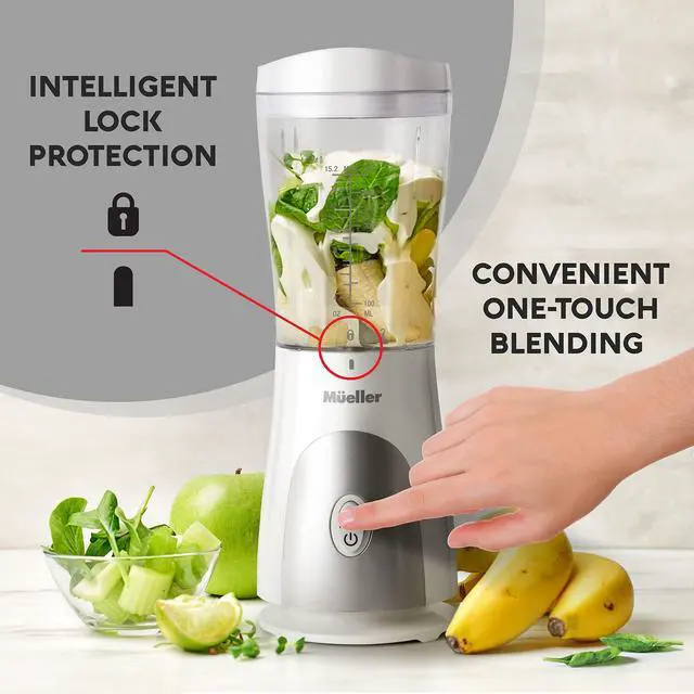 Alt view image 4 of 6 - Smoothie Blender for Smoothies - Personal Blender for Shakes, Frozen Drinks, Baby Food & More, 15oz Travel Cup and Lid, Durable Stainless Steel Blades for Powerful Blending Performance, White