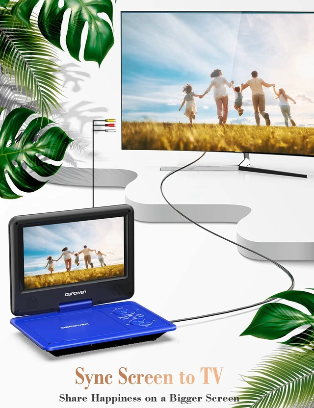 Alt view image 3 of 7 - 11.5" Portable DVD Player, 5-Hour Built-in Rechargeable Battery, with 9" Swivel Screen, Support CD/DVD/SD Card/USB, with Remote Control, 1.8M Car Charger and Power Adaptor (Blue)