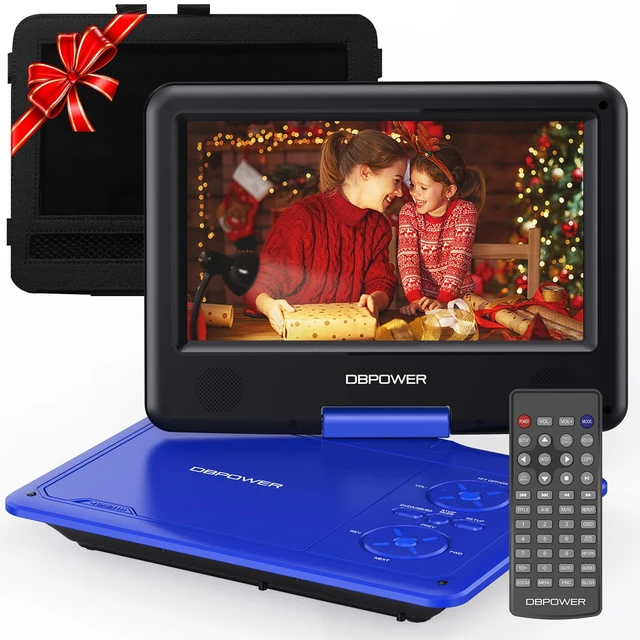 Main image of 11.5" Portable DVD Player, 5-Hour Built-in Rechargeable Battery, with 9" Swivel Screen, Support CD/DVD/SD Card/USB, with Remote Control, 1.8M Car Charger and Power Adaptor (Blue)