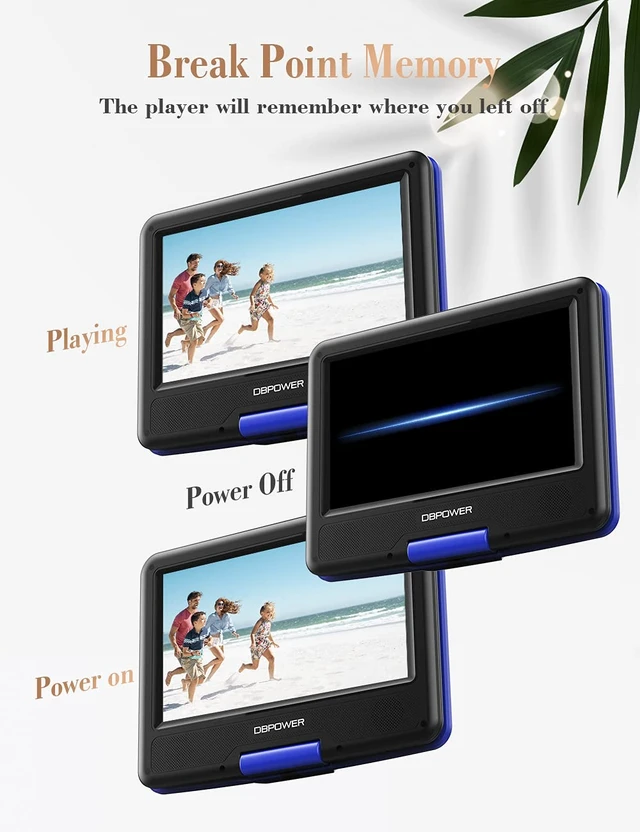 Alt view image 6 of 7 - 11.5" Portable DVD Player, 5-Hour Built-in Rechargeable Battery, with 9" Swivel Screen, Support CD/DVD/SD Card/USB, with Remote Control, 1.8M Car Charger and Power Adaptor (Blue)
