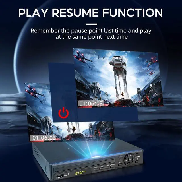 Alt view image 3 of 7 - DVD Player, 1080P Region Free DVD Players for TV with HDMI/RCA Output, DVD CD Player for Home Built-in PAL/NTSC Support USB Input