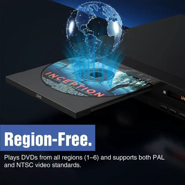 Alt view image 3 of 7 - FlexaPlay Region-Free HDMI DVD Player for TV 1080p Upscaling, USB Port, DVD/CD/MP3 Multi-Format Playback Ultra-Compact Mini Design, Includes HDMI/RCA Cables, Remote Control