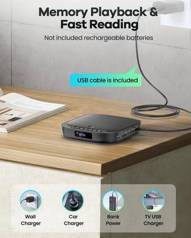 Alt view image 7 of 7 - Mini DVD Player with HDMI, Small DVD Player that Plays All Regions and Formats, DVD CD Players for TV Support 1080P Video, AV Output, USB/TF Card Input, Remote Control