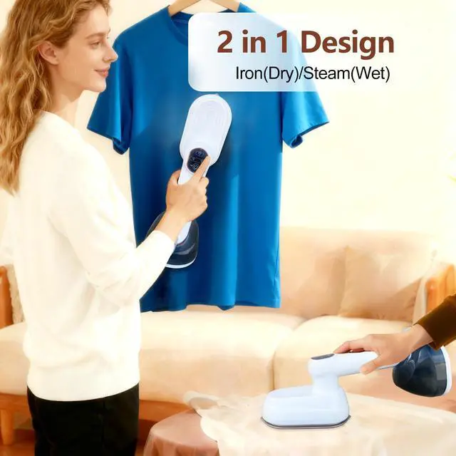 Alt view image 3 of 6 - 2 in 1 Steamer & Iron,1200W Portable Travel Garment Steamer for Clothes, 7.8OZ Large Tank, Handheld Wrinkle Remover, 25S Fast Heat-up, Quick Wrinkle Remover, Compact Size for Travel