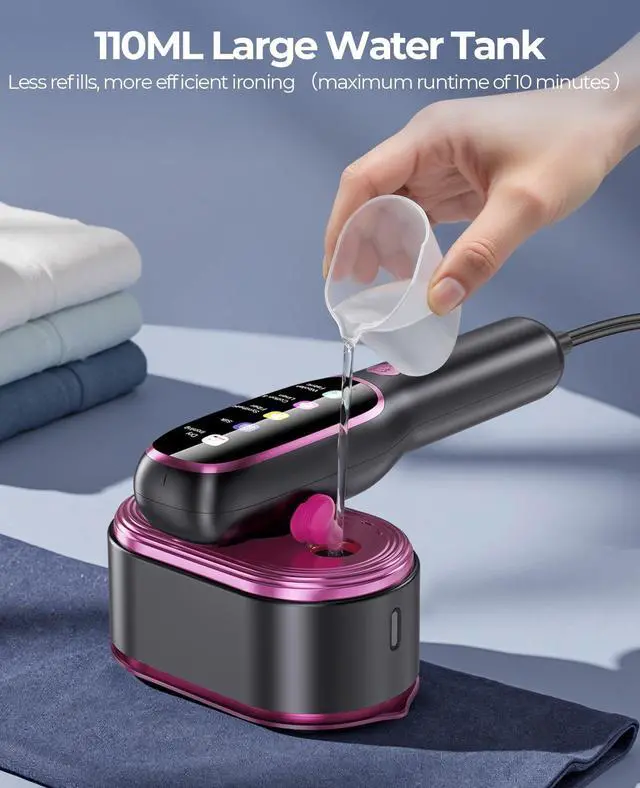 Alt view image 5 of 7 - Travel Steamer for Clothes Portable: 2-in-1 Mini Handheld Garment Steamer Iron - 15s Heat Up & 5 Adjustable Steam - Large Ceramic Panel - 110-120V