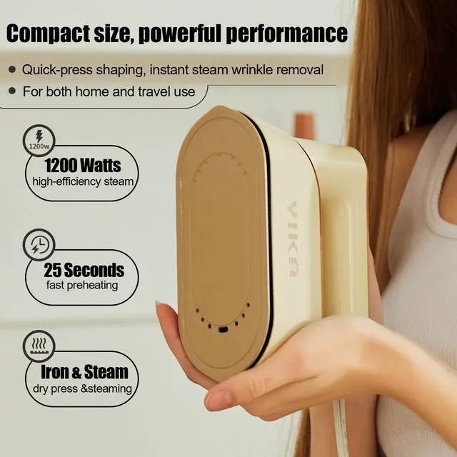 Alt view image 2 of 6 - Steamer for Clothes, Handheld 2-in-1 Garment Steam Iron, 25s Heat Up, Ceramic Soleplate, Dry Pressing & Steaming Fabric Wrinkle Remover for Clothing, Upholstery and All Fabrics