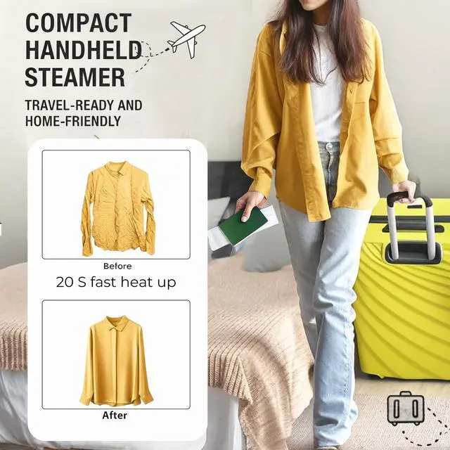 Alt view image 6 of 6 - Steamer for Clothes, Handheld 2-in-1 Garment Steam Iron, 25s Heat Up, Ceramic Soleplate, Dry Pressing & Steaming Fabric Wrinkle Remover for Clothing, Upholstery and All Fabrics