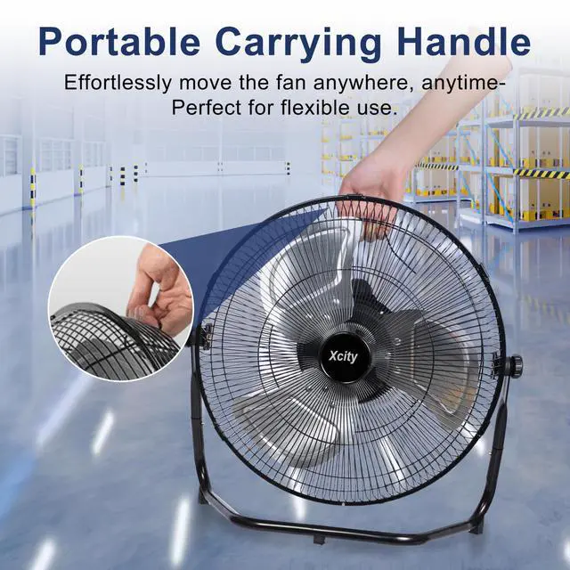 Alt view image 7 of 7 - 14 Inch Metal Industrial Floor Fans, Max 2100 CFM, Heavy Duty High Velocity Fan with 3-speed and 360°Adjustable Tilt, for Warehouse, Workshop, Factory, Garage