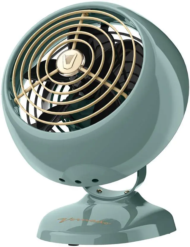 Main image of VFAN Mini Fan, Classic Vintage Fan, Retro Metal Air Circulator, For Desk & Bedside, 2 Speeds, Adjustable Tilt, Personal Cooling with Targeted Airflow, Quiet Fan, Green