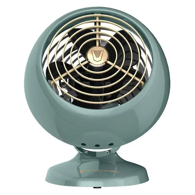 Alt view image 6 of 6 - VFAN Mini Fan, Classic Vintage Fan, Retro Metal Air Circulator, For Desk & Bedside, 2 Speeds, Adjustable Tilt, Personal Cooling with Targeted Airflow, Quiet Fan, Green