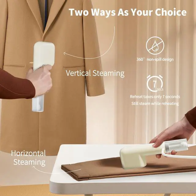 Alt view image 3 of 7 - Travel Steamer for Clothes Portable Mini, Hand Held Steamer, Small Steam Iron for Clothes, 15s Fast Heat-up, Handheld Clothing Steam 800W for Garments, Fabric Wrinkle Remover for Home Travel, 120V