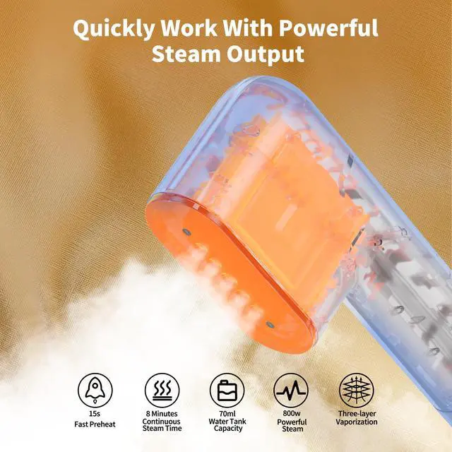 Alt view image 2 of 7 - Travel Steamer for Clothes Portable Mini, Hand Held Steamer, Small Steam Iron for Clothes, 15s Fast Heat-up, Handheld Clothing Steam 800W for Garments, Fabric Wrinkle Remover for Home Travel, 120V