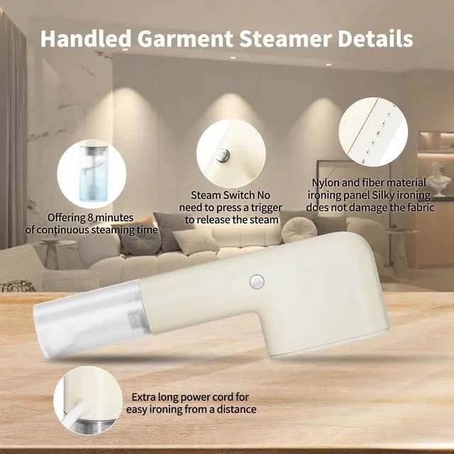 Alt view image 6 of 7 - Travel Steamer for Clothes Portable Mini, Hand Held Steamer, Small Steam Iron for Clothes, 15s Fast Heat-up, Handheld Clothing Steam 800W for Garments, Fabric Wrinkle Remover for Home Travel, 120V