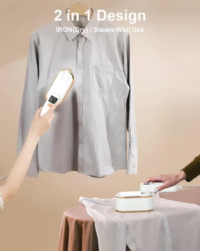 Alt view image 3 of 7 - Travel Steamer Iron for Clothes - 1200W Handheld Size Portable Travel Steamer, 3 Steam Levels Clothes Steamer with LCD Screen, 10S Fast Heat-up Steamer for Dress Shirt Home Travel (White)