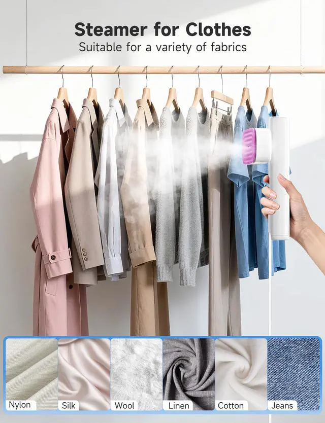 Alt view image 4 of 7 - Steamer for Clothes, 2-in-1 Travel Steamer & Iron for Clothes, Portable Handheld Garment Steamer, 15s Fast Heat-up, 1200W, Large Ceramic Heat Panel, Quick Wrinkle Removal, Travel & Home Use