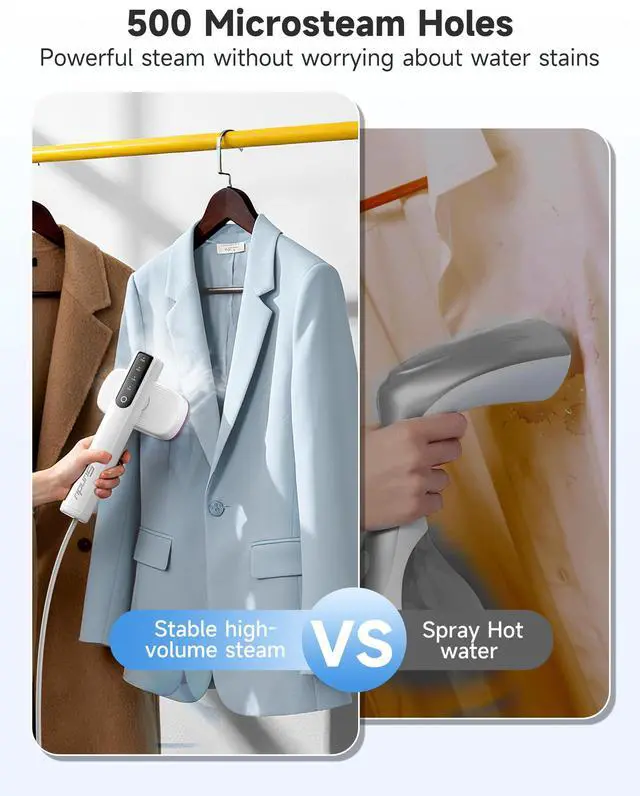 Alt view image 5 of 7 - Steamer for Clothes, 2-in-1 Travel Steamer & Iron for Clothes, Portable Handheld Garment Steamer, 15s Fast Heat-up, 1200W, Large Ceramic Heat Panel, Quick Wrinkle Removal, Travel & Home Use