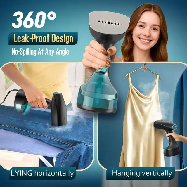 Alt view image 6 of 7 - Steamer for Clothes, 1900W Strong Penetrating Steam Portable Handheld Garment Steamer Clothes Steamer with 3 Steam Settings, Fabric Brush, 300ml Big Capacity, Travel Steamers Iron Safe Removes Wrinkle