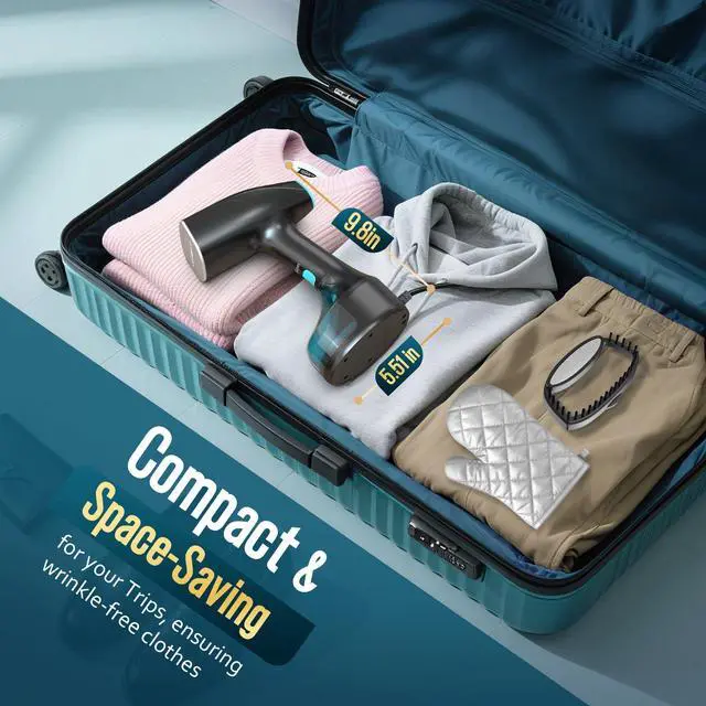 Alt view image 7 of 7 - Steamer for Clothes, 1900W Strong Penetrating Steam Portable Handheld Garment Steamer Clothes Steamer with 3 Steam Settings, Fabric Brush, 300ml Big Capacity, Travel Steamers Iron Safe Removes Wrinkle