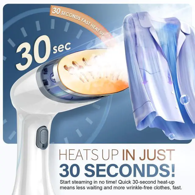 Alt view image 2 of 7 - Steamer for Clothes, 1800W Fast Heat-up Clothes Steamer Handheld Garment Steamer with 3 Steam Settings, 380ml Water Tank, 9.8' Cord, Portable Travel Steam Iron for Removes Wrinkle Safe on All Fabrics