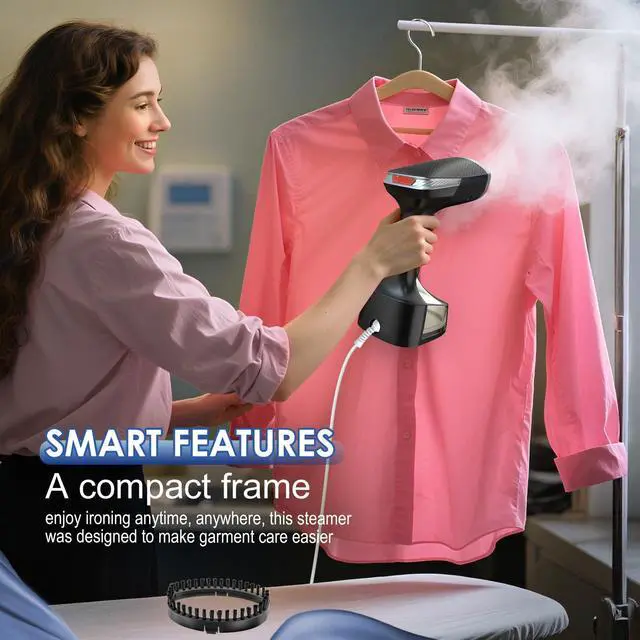 Alt view image 6 of 7 - Steamer for Clothes, 1600W Handheld Clothes Steamer with 300ml Tank, 10S Ultra-Fast Heat-up Portable Garment Steamer Ideal for All Fabrics, Strong Penetrating Steam Wrinkle Remover for Home, Travel