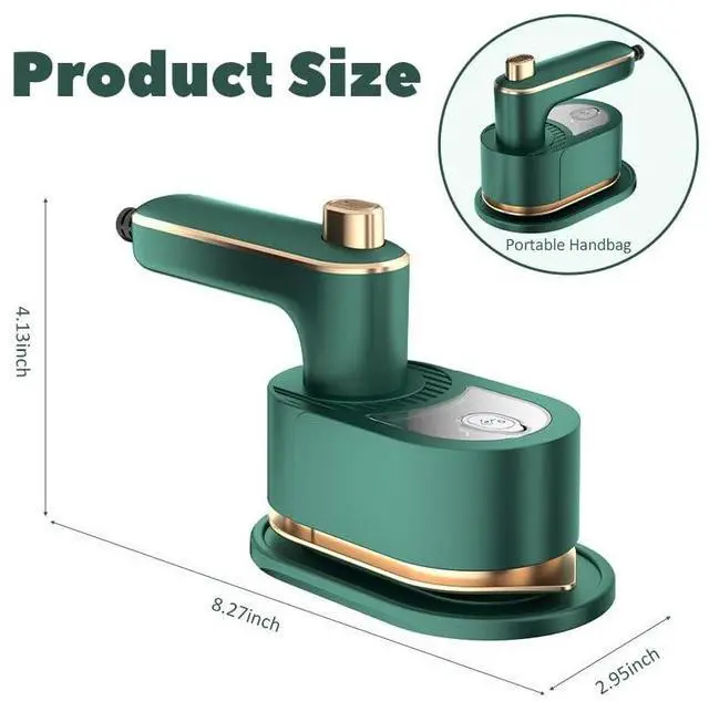 Alt view image 2 of 7 - Portable Handheld Garment Iron, Rotary Garment Iron, Dry and Wet Electric Irons, 10S Fast Heating Travel Steamer for Clothes, Wrinkle Remover Steamer, Mini Steam Irons for Home Travel (Green)