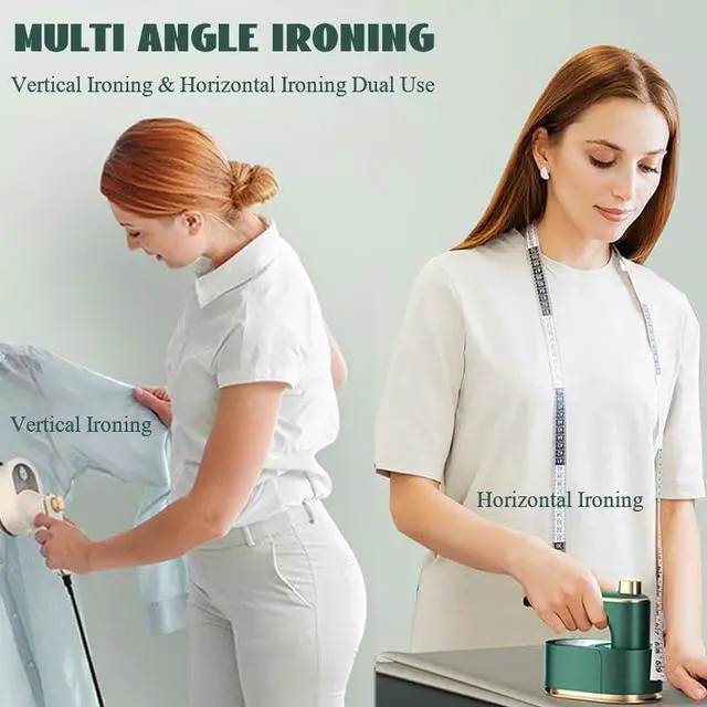 Alt view image 4 of 7 - Portable Handheld Garment Iron, Rotary Garment Iron, Dry and Wet Electric Irons, 10S Fast Heating Travel Steamer for Clothes, Wrinkle Remover Steamer, Mini Steam Irons for Home Travel (Green)