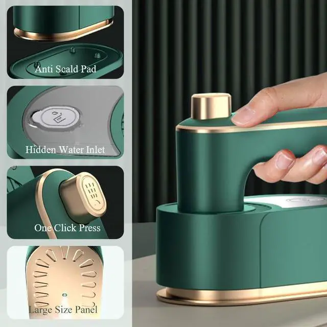 Alt view image 7 of 7 - Portable Handheld Garment Iron, Rotary Garment Iron, Dry and Wet Electric Irons, 10S Fast Heating Travel Steamer for Clothes, Wrinkle Remover Steamer, Mini Steam Irons for Home Travel (Green)