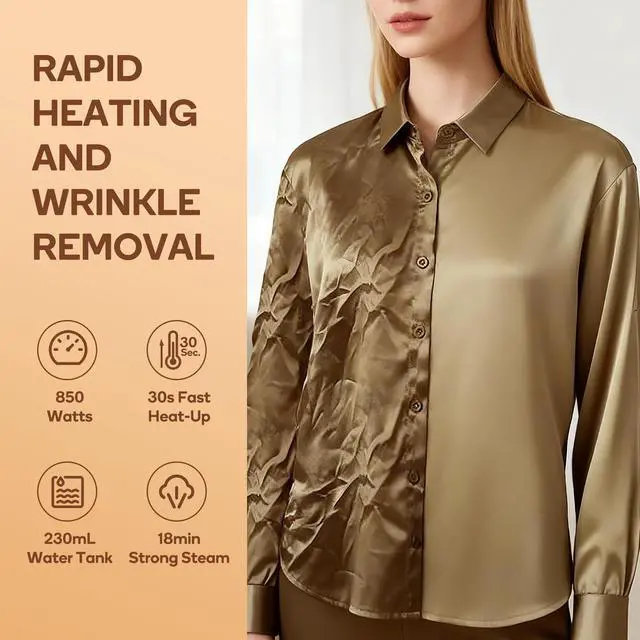 Alt view image 6 of 7 - Handheld Fabric Steamer for Clothes, 850W Portable Wrinkle Remover with Horizontal & Vertical Steaming, 30s Fast Heat Up, 230ml Water Tank, for Home, RV & Hotel(Only for 120V)