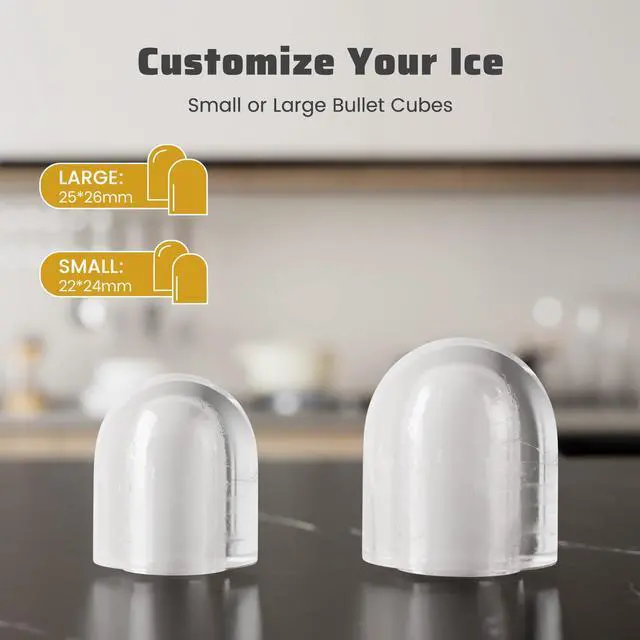 Alt view image 5 of 7 - Ice Makers Countertop with Handle, Portable Ice Machine, 9 Bullet Ice Cubes in 6 Mins, 26lbs in 24Hrs, Auto-Cleaning, with Basket and Scoop, for Home, Kitchen, RV, Camping,Light Pink