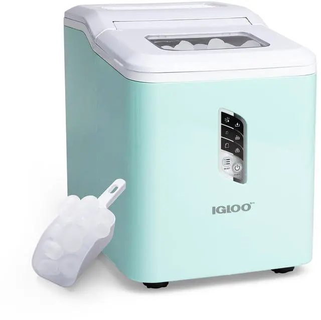 Main image of Automatic Ice Maker, Self-Cleaning, Countertop Size, 26 lbs in 24 Hours, 9 Large or Small Ice Cubes in 7 Minutes, LED Control Panel, Scoop Included, Great for Water Bottles, Mixed Drinks, Aqua