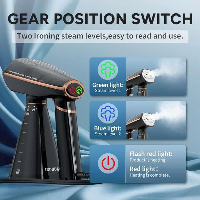 Alt view image 3 of 7 - Steamer for Clothes, 1200W Portable Handheld Garment Steamer&Iron 2-in-1 with Fast Heat-up, Auto-Off, 350ml Water Tank, Powerful Foldable Handle Clothes Steamer Compact Size for Travel Home