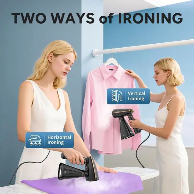 Alt view image 4 of 7 - Steamer for Clothes, 1200W Portable Handheld Garment Steamer&Iron 2-in-1 with Fast Heat-up, Auto-Off, 350ml Water Tank, Powerful Foldable Handle Clothes Steamer Compact Size for Travel Home