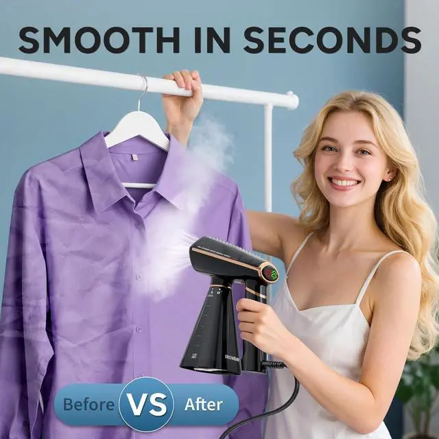 Alt view image 5 of 7 - Steamer for Clothes, 1200W Portable Handheld Garment Steamer&Iron 2-in-1 with Fast Heat-up, Auto-Off, 350ml Water Tank, Powerful Foldable Handle Clothes Steamer Compact Size for Travel Home