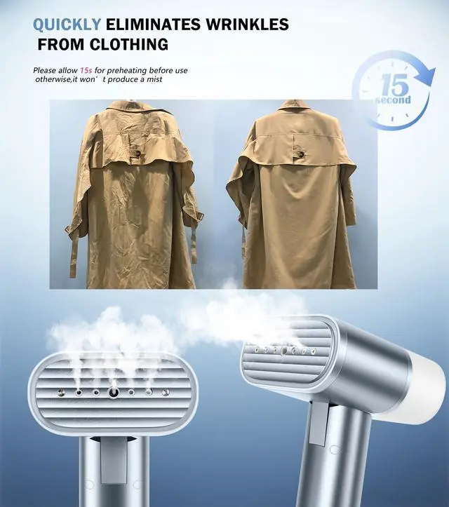 Alt view image 5 of 7 - Folding Steamer Basket for Garment Travel, Portable Handheld Clothes Steamer (Blue)