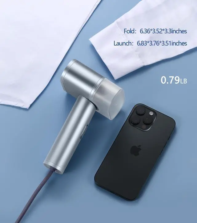 Alt view image 7 of 7 - Folding Steamer Basket for Garment Travel, Portable Handheld Clothes Steamer (Blue)