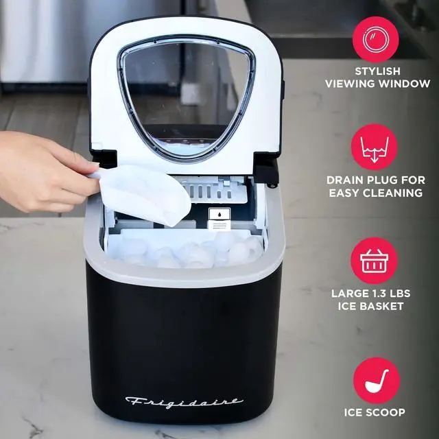 Alt view image 4 of 7 - EFIC128AMZBLK Compact Countertop Ice Maker, 26 lb per Day, Black