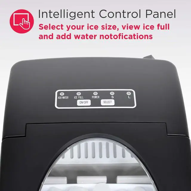 Alt view image 7 of 7 - EFIC128AMZBLK Compact Countertop Ice Maker, 26 lb per Day, Black