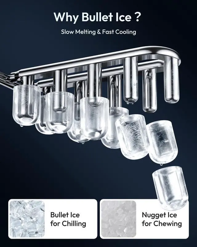 Alt view image 4 of 7 - Countertop Ice Maker Machine with Handle, 26lbs in 24Hrs, 9 Ice Cubes Ready in 6 Mins, Auto-Cleaning Portable Ice Maker with Basket and Scoop, for Home/Kitchen/Camping/RV. (Black)