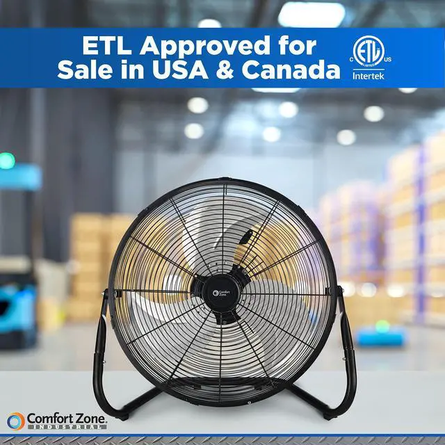 Alt view image 7 of 7 - 18-Inch High-Velocity Industrial Floor Fan, Heavy-Duty 3-Speed Metal Shop Fan with 180° Adjustable Tilt & Carry Handle, Quiet Vibration-Free Cooling for Garage, Workshop, & Home