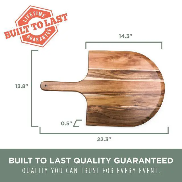 Alt view image 7 of 7 - Acacia Wood Pizza Spatula Peel, Serving Pizza Paddle with Tapered Handle for Comfort and Steady Grip, Bread Peel and Oven Accessories, Flat Paddle with Beveled Edge (Acacia Wood)